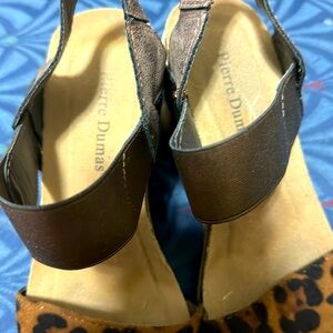 Pierre Dumas suede and leather wedge sandal size 6 EUC